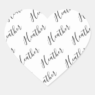 Adesivo Coração Padrão de texto de escrita moderna editável   Pret