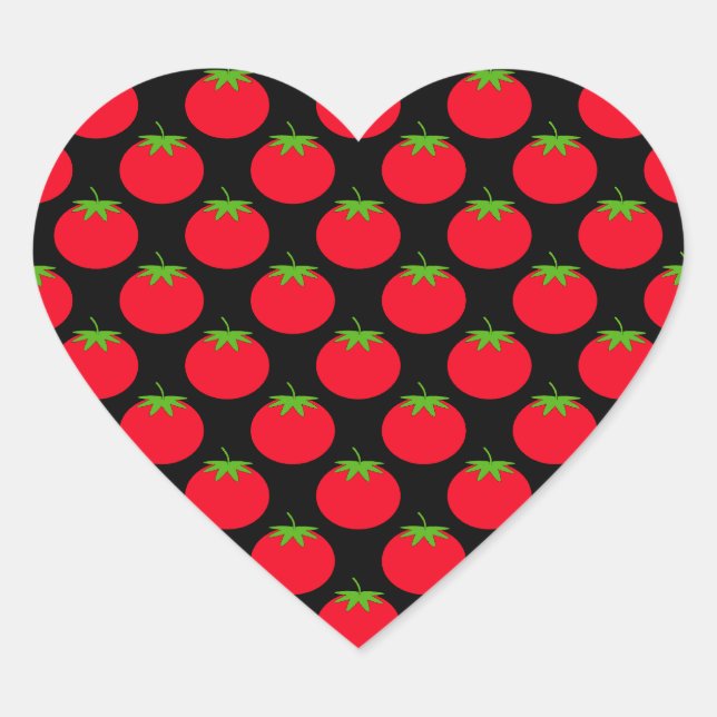 Adesivo Coração Padrão de tomate vermelho. (Frente)