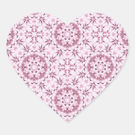 Adesivo Coração Padrão do Círculo Rosa Vintage Romântico