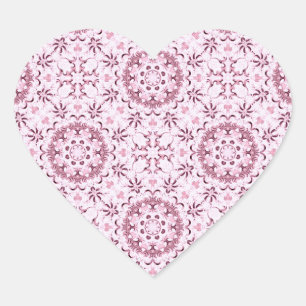 Adesivo Coração Padrão do Círculo Rosa Vintage Romântico