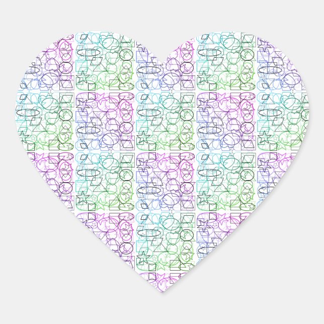 Adesivo Coração Padrão Geométrico de abstrato | Tilados e filtrado (Frente)