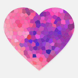 Adesivo Coração Padrão Mosaico Rosa e Roxo