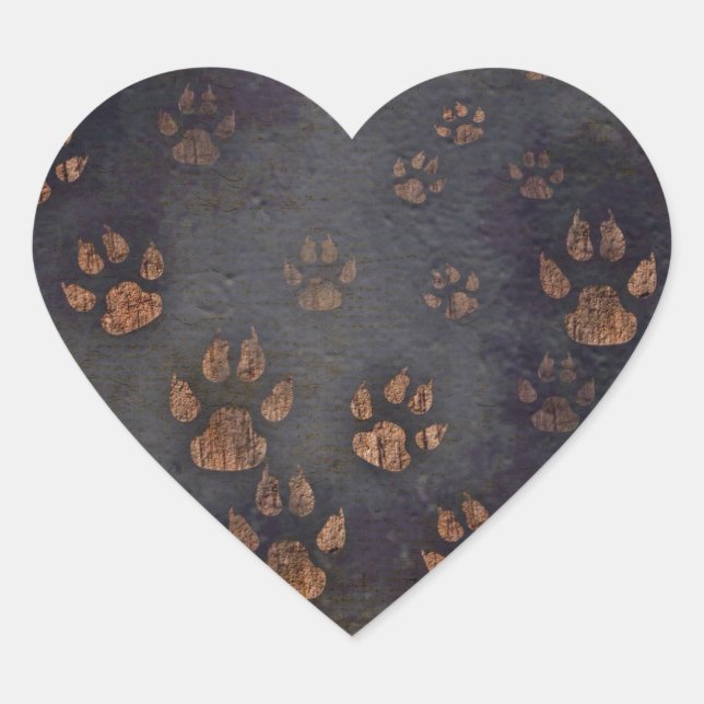 Adesivo Coração Padrão Rustic Black Paw (Frente)