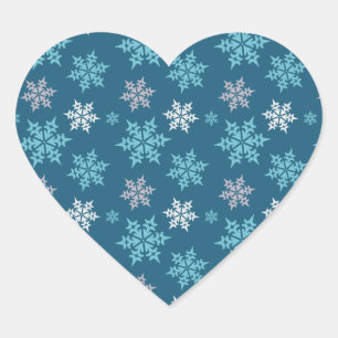 Adesivo Coração Padrão Trendy Cute Snowflake em Azul