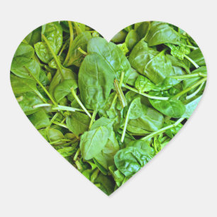 Adesivo Coração Padrão verde fresco de salada de espinafres