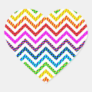 Adesivo Coração Padrão Wild Rainbow Chevron