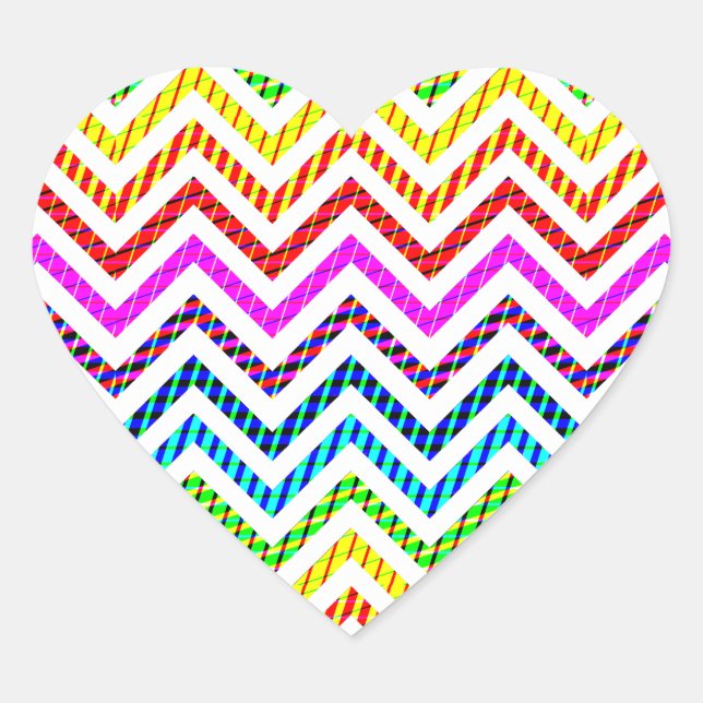 Adesivo Coração Padrão Wild Rainbow Chevron (Frente)