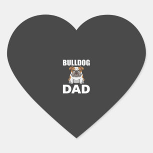 Adesivo Coração Pai Bulldog Cartoon Amante de Cachorro