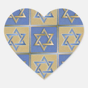 Adesivo Coração Painéis de Arte Estrela de Davi Azul Dourado