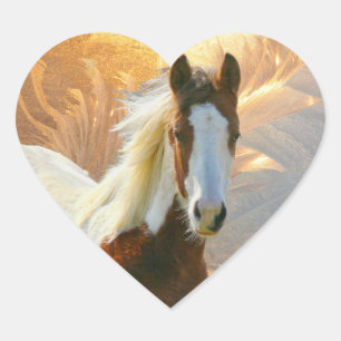 Adesivo Coração Paint Horse Dourado Heart Stickers
