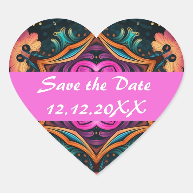 Adesivo Coração Paisley Rosa Floral Flowe 6a4 (Frente)