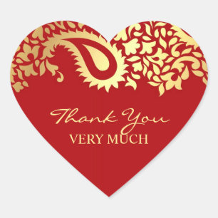 Adesivo Coração Paisleys Elegant Indian Wedker Sticker