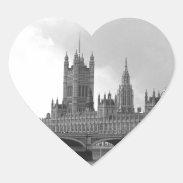Adesivo Coração Palácio Branco Negro de Westminster (Frente)