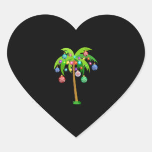 Adesivo Coração Palm Tree Christmas Luz Engraçada Praia Verão