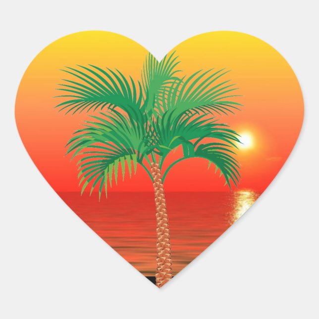 Adesivo Coração Palm Tree Heart Sticker (Frente)