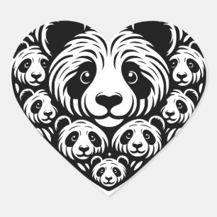 Adesivo Coração Panda ama coração