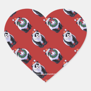 Adesivo Coração Panda Bear Christmas on Red