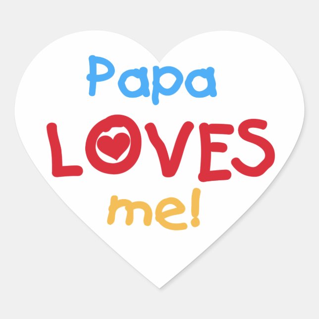 Adesivo Coração Papa me ama T-shirts e presentes (Frente)