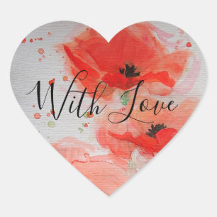 Adesivo Coração Papagaios Vermelhos Brilhantes Cartão de Aniversár