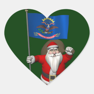 Adesivo Coração Papai Noel com a bandeira de North Dakota