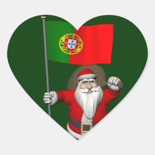 Adesivo Coração Papai Noel Com Estandarte De Portugal