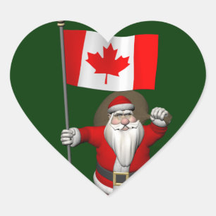 Adesivo Coração Papai Noel Com Estandarte Do Canadá