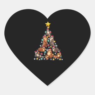 Adesivo Coração Papais noeis Otters Árvore de Natal Engraçado Nata