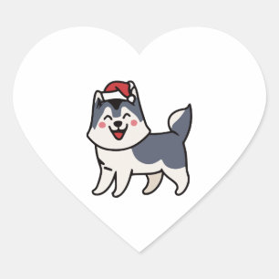 Adesivo Coração Papais noeis roucos Cachorro Lover Malamute
