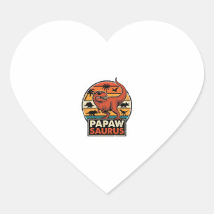 Adesivo Coração Papawsaurus Design Vetorial Réptil Retro Pôr do So