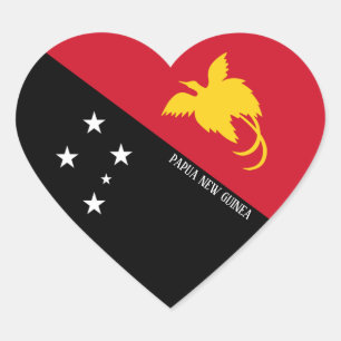Adesivo Coração Papua Nova Guiné Sinalizador Esplêndido Patriótico