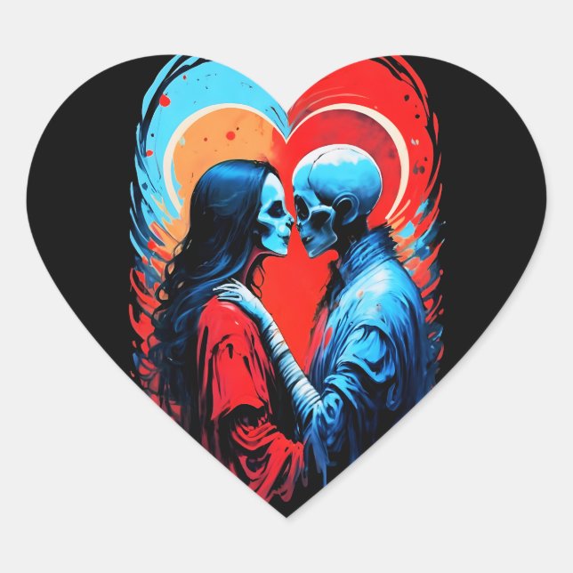 ADESIVO CORAÇÃO PARA SEMPRE, FANTASMA, CASAL, AMOR (Frente)