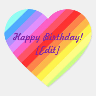 Adesivo Coração Parabéns - Rainbow Heart Stickers