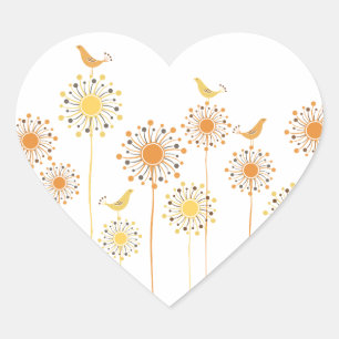 Adesivo Coração Parente de Oragne Birds Heart Sticker