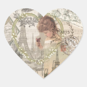 Adesivo Coração Paris França Garota Bonita Suave Torre Eiffel