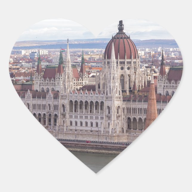 Adesivo Coração Parlamento húngaro Budapeste por dia (Frente)