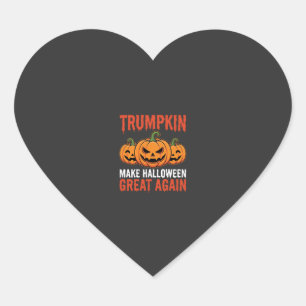 Adesivo Coração Paródia engraçada de abóbora Trumpkin de Halloween