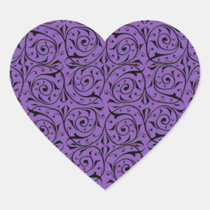 Adesivo Coração Parras Giratórias Abstratas Roxo e Preto