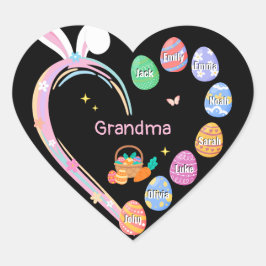 Adesivo Coração Páscoa Coelho Coração Páscoa Ovo Nome da Família V