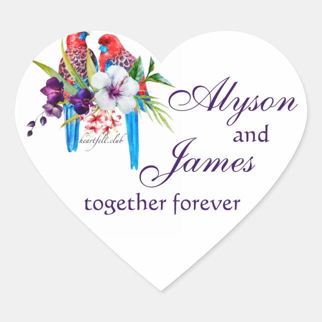 Adesivo Coração Pássaros Tropicais (Frente)