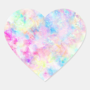 Adesivo Coração Pastel Rainbow Tie Dye Watercolor