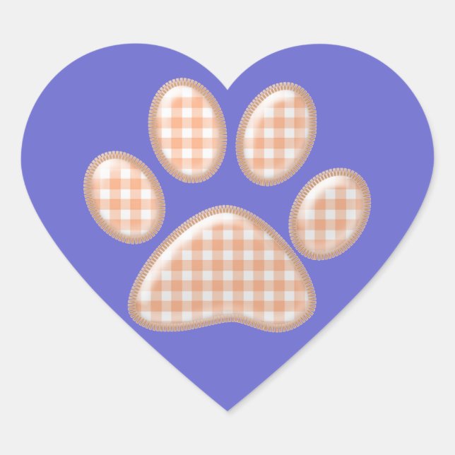 Adesivo Coração pata de gingham - laranja (Frente)