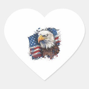 Adesivo Coração Patriot Americano Símbolos Flag Eagle Freedom