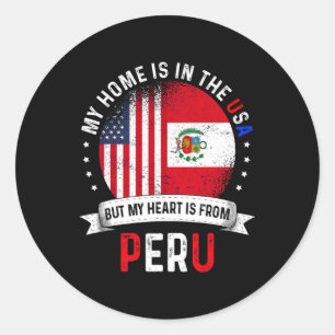 Adesivo Coração Patriota Americano Peruano É Da Bandeira D