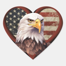 Adesivo Coração Patriotic Heart Eagle Flag Vinyl Laptop Decal