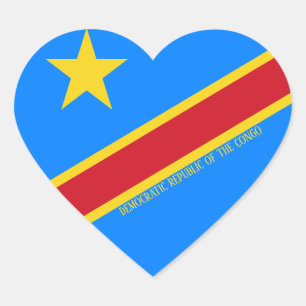 Adesivo Coração Patriótico da Bandeira do Congo