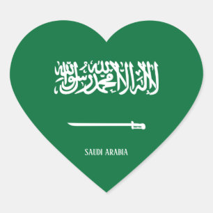 Adesivo Coração Patriótico de Bandeira da Arábia Saudita