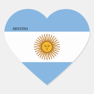 Adesivo Coração Patriótico de Bandeira da Argentina