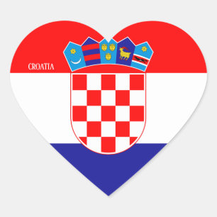 Adesivo Coração Patriótico de Bandeira da Croácia