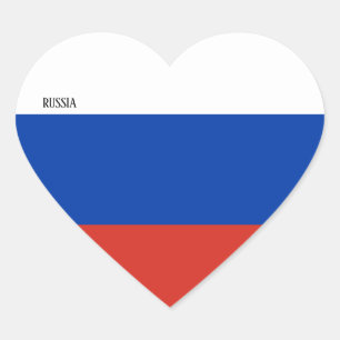 Adesivo Coração Patriótico de Bandeira da Rússia