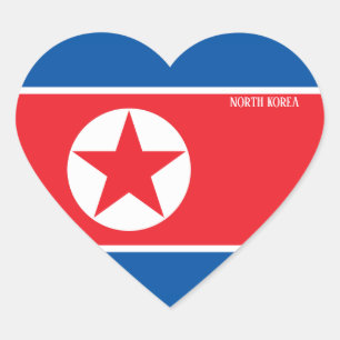 Adesivo Coração Patriótico esplêndido da bandeira da Coreia do Nor